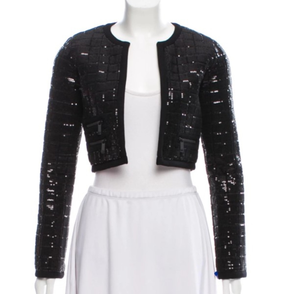 KARL LAGERFELD Sequin Neoprene Jacket Sz XS